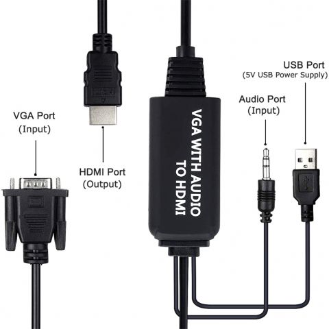 Connector Cable VGA To Hdmi-compatible Converter One-way With A