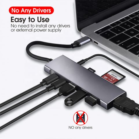 9 In 1 Usb Type C Adapter Hub, With Hdmi-compatible 4k Pd Giga
